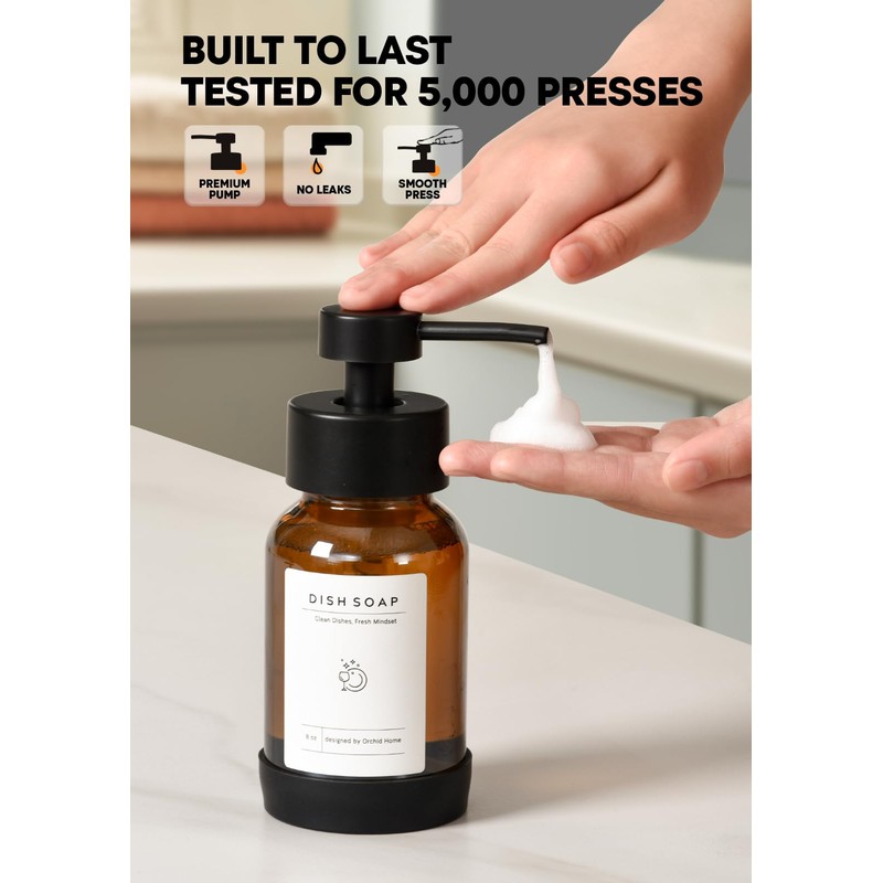 Foaming Soap Dispenser Set, Glass Foam Soap Dispenser with Plastic