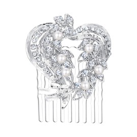 EVER FAITH® CZ Austrian Crystal Ornate Vintage Style Pattern Wedding Hair Comb Hair Accessories (Style 5)