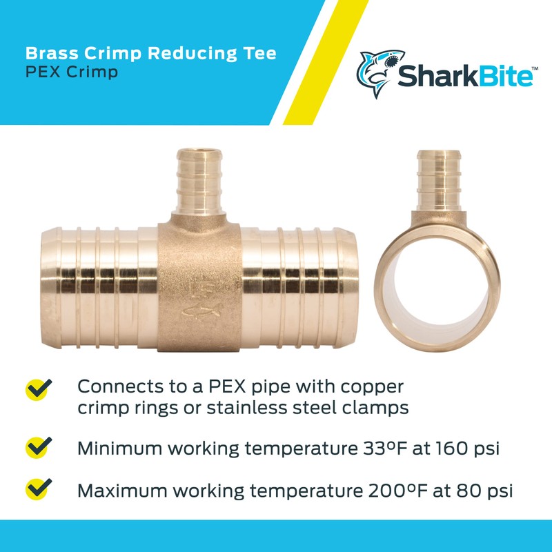 SharkBite 1-1/2 x 1-1/2 x 1/2 Inch Brass Crimp Reducing