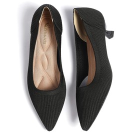 Semwiss Women's Low Heel Classic Pumps Pointed Toe Kitten Heels Shoes，Comfortable Casual Pumps for Women Dressy Black