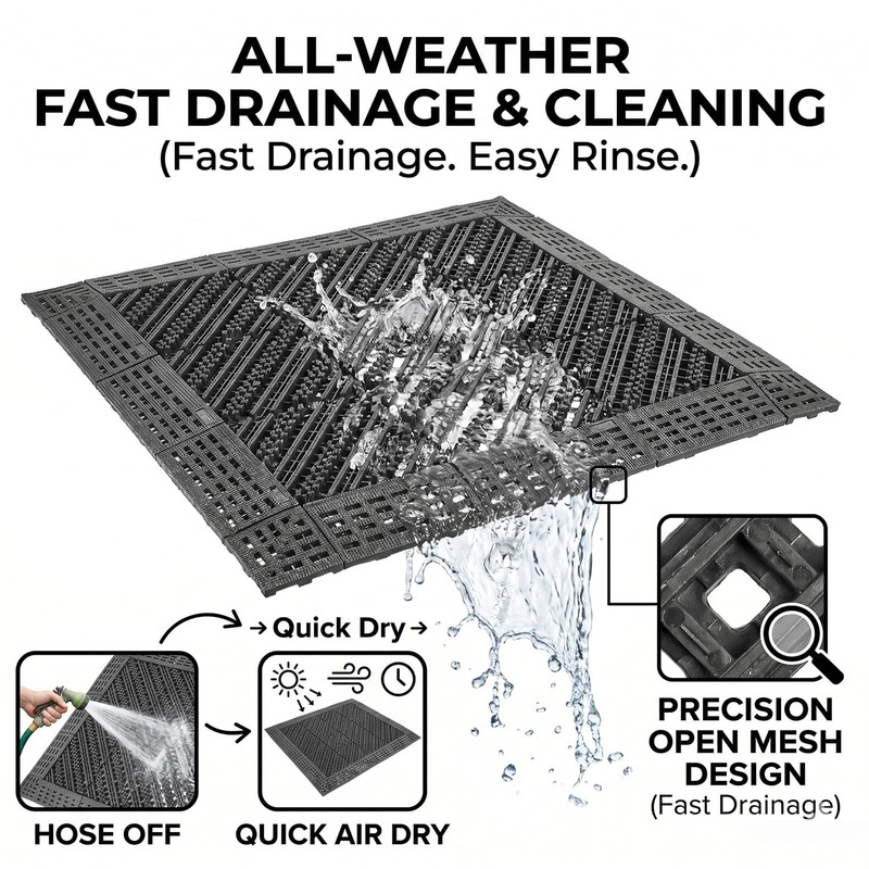 BOVEU Heavy-Duty Outdoor Door Mat– Modular Interlocking Bristle Boot Scraper