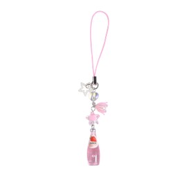 DLYFNVEV Strawberry Phone Charms Pink Phone Keychian Charm Fruit Soda Charms Aesthetic Cute Flower Beaded Phone Chain Bag Accessories For Women For Summer