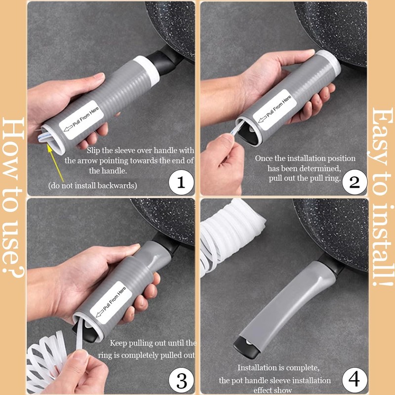 2 Pcs Heat-Resistant Pot Handle Silicone Cover, Non-Slip Pan Handle