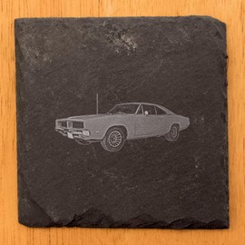 Power & Performance: 1969 Dodge Charger Coasters (4 Designs) - Square Slate - set of 4