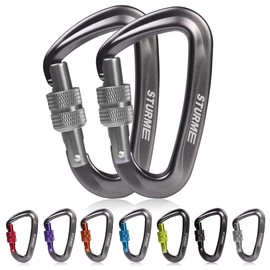 STURME Carabiner Clip 12KN Aluminium Wiregate Lightweight Heavy Duty Large Strong Durable D-Ring Hooks Spring Snap Link Keychain Clips Set for Hammock Improved Design for 2024 (Gunmetal)