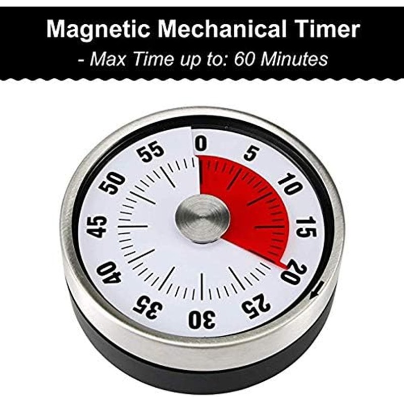 CMLLING マグネットビジュアルキッチンタイマー - 60分 機械式カウントダウンタイマー 大きなアラーム付き 子供と大人用 ベーキング/クッキング/バーベキュー/教室用