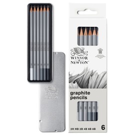 Winsor & Newton Winsor & Newton 490006 präzisions Bleistifte - Graphic , 6 Skizzierstifte in der Metallbox sortiert, 2H, HB, 2B, 4B, 6B, 8B, 1 stück (6er Pack)