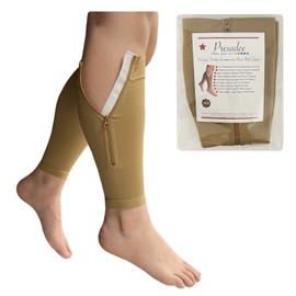 Presadee Shin Premium 20-30 mmHg Firm Compression Leg Calf Sleeve with Zipper (Beige, 2X-Large)