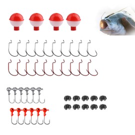46Pcs Fishing Tackle Kit Basic Fishing Bobbers Tackle Kit,Included Hooks Sinkers Weights Beginners Fishing Starter Kit for Trout Bass Catfish Panfish