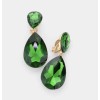 Unbranded 2” Green Teardrop Gold Long Rhinestone Crystal Pageant Dangle