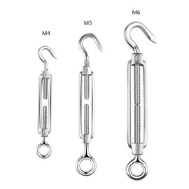 TooTaci Pack of 10 M4 Turnbuckles, 304 Stainless Steel Rope Tensioner, Wire Tensioner, Stainless Steel Hook and Eye Turnbuckle for Hanging Outdoor Lighting, Hanging Lights, Climbing Aid Stainless