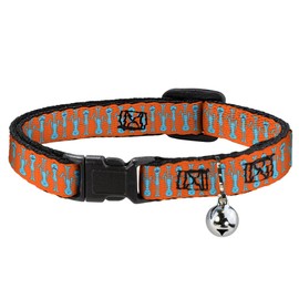 Collar de gato Breakaway Mr. Meeseeks Poses Flip Naranja de 8 a 12 pulgadas de ancho