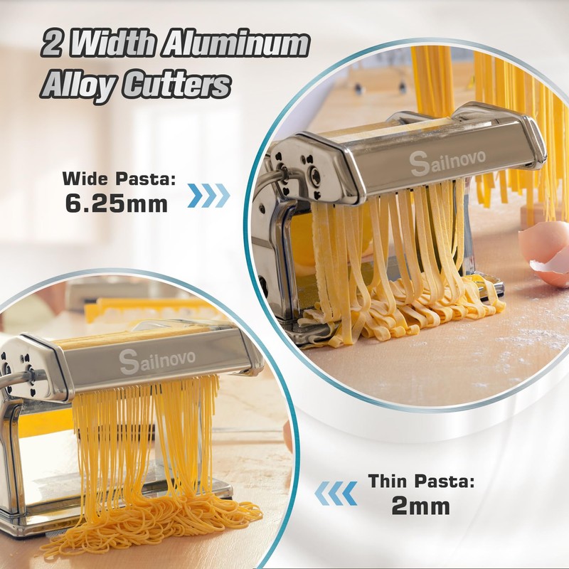 Sailnovo Pasta Maker Machine, 180 Roller Pasta Maker, 9 Adjustable