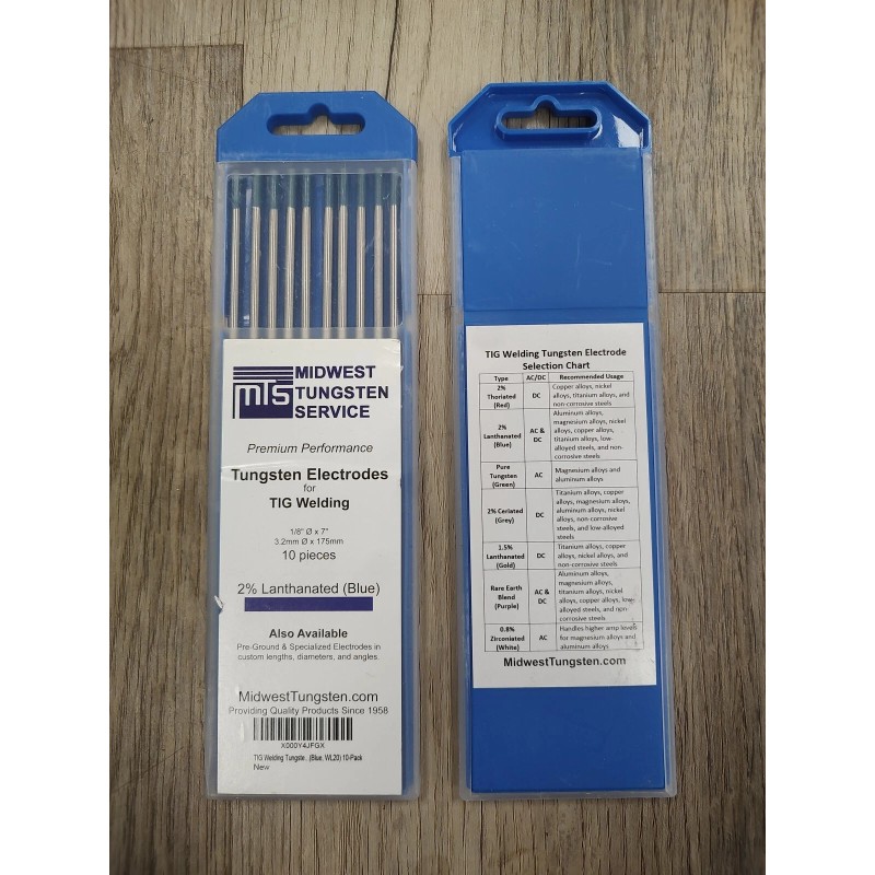 Midwest Tungsten Service TIG Welding Tungsten Electrodes 1/8" - 10-pack
