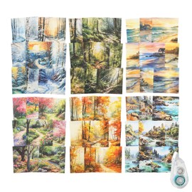 MiyouLuna 180Pcs Seasonal Scrapbook Paper, Nature Ephemera Pack for Journaling and Junk Journals, Scrapbooking Kit with Glue Tape