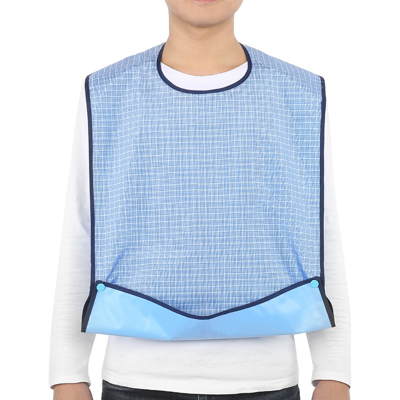Adult Waterproof Mealtime Bib Double Layer Elder Dinning Clothes Protector