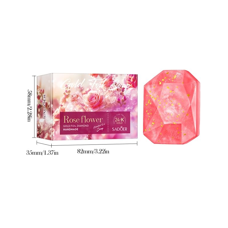 Rose Gold Diamond Soap with Rose Extract gently cleanses and