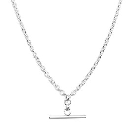 Source 20 inch T-bar Pendant Necklace with 925 Silver plated 3mm Oval Rolo Chain
