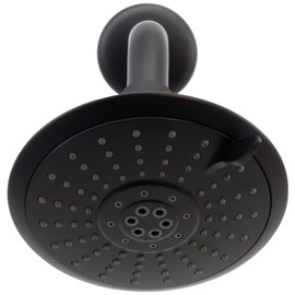 Westbrass CO561-62 5" Round Thin 5-Function Adjustable Spray Shower Head with 8" Wall Mount Shower Arm, Matte Black