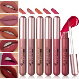 COODAM 6 PCS Matte Liquid Lipstick Lipgloss Set - Matte Liquid Lipstick Lip Stain Long Lasting Lip Gloss Plumper Lip Makeup Non-Fade Lip Gloss for Women Girls
