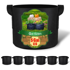 Gardzen 6-Pack 5 Gallon Grow Bags, Aeration Fabric Pots with Handles
