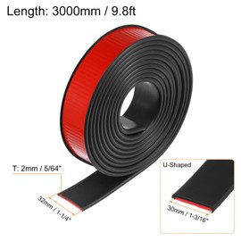 HARFINGTON U-Shape Edge Banding 1-3/16" x 9.8ft (30mm x 3000mm) Self Adhesive TPE Flexible Veneer Edging Edge Protector for Furniture Cabinet Table Repair, Black