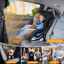 Bebé Coche Espejo, Cámara Coche Bebé Asiento Trasero HD 1080P con Visión Nocturna, Ángulo de Visión Amplio de 150°, Espejo de Coche para Bebé con Giratorio 360°, Espejo Retrovisor Coche Pantalla 4.3''