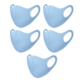 HD Novelty Pack of 5 Face Mask Washable Reusable Dustproof Cloth Mouth Cover Covering For Women Outdoors Indoors Cycling (5, Sky Blue)