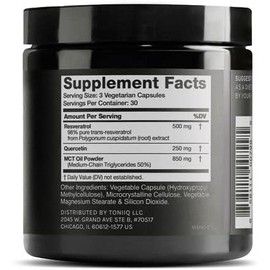 Toniiq Mezcla de Resveratrol de 1600 Mg Pureza Ultraalta