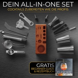 EMPATION Cocktail Set [Test Winner] 825 ml Boston Cocktail Shaker Made of Stainless Steel, Easy to Open & No Jamming, Professional Cocktail Shaker Set with Stand & Recipe Book, Cocktail Mix Set for