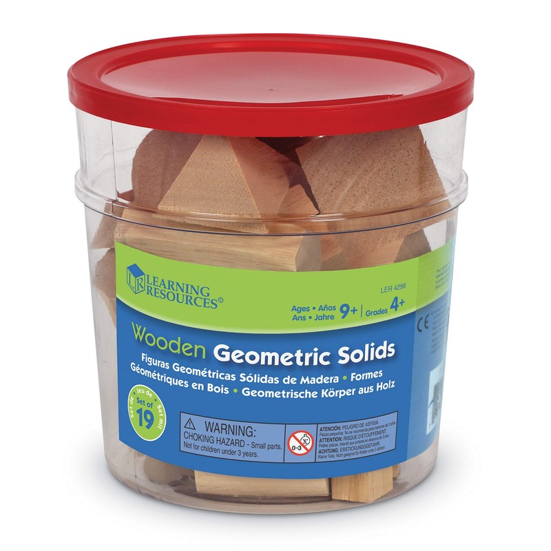 Learning Resources LER4298 Wood Geometric Solids, Set Of 19