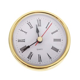 Bonlting 2.8 Inch (65 mm) Roman Numeral Quartz Clock Insert with Gold Trim