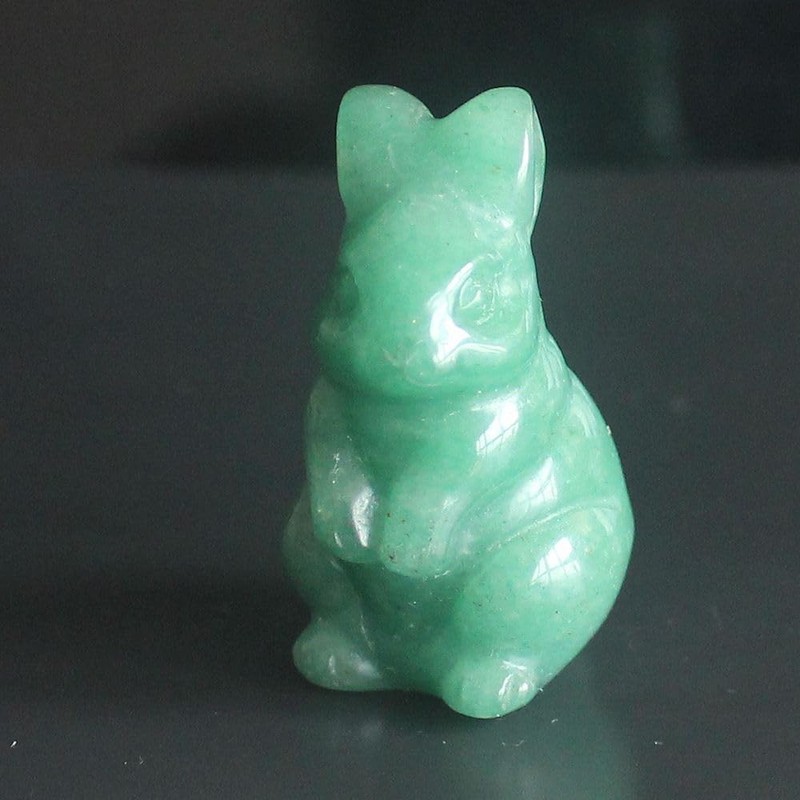 HLbshi Cute Hand Carved Gemstone Crystal Rabbit Bunny Figurine Animal