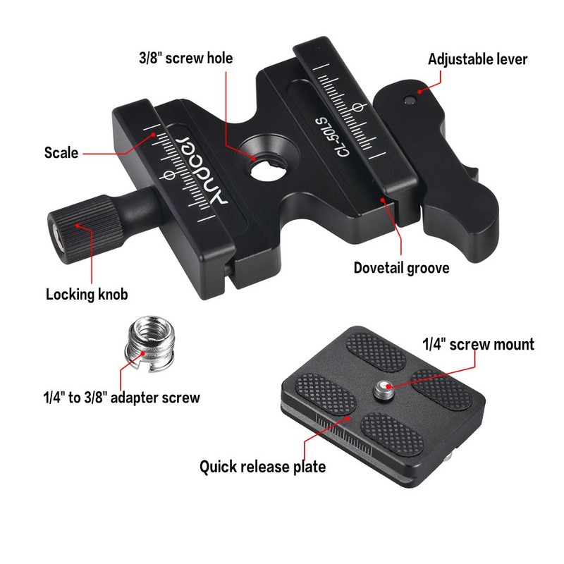Andoer Quick Release Clamp and Quick Release Plate for Arca