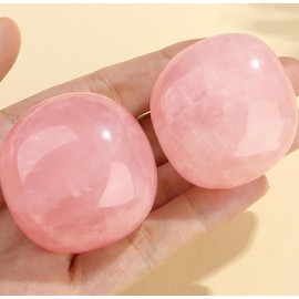 QINJIEJIE Pack of 2 Rose Quartz Natural Gemstone Healing Stones Large Crystals Stones Tumbled Stones Polished Worry Stone Reiki Meditation