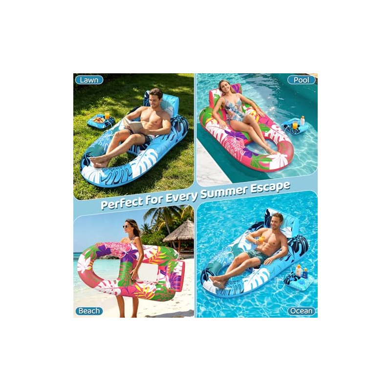 2 Pack Pool Floats Adult Heavy Duty, Inflatable Pool Lounger