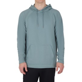 90 Degree By Reflex Mens Super Soft Waffle Hoodie with Kangaroo Pocket - Lead - Large