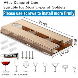 Aydomer Wine Glass Holder Under Shelf Cabinet Wine Glass Rack Plastic Stemware Rack Glassware Drying Storage Hanger for Kitchen,Bar and Restaurant (2Pack-Brown)