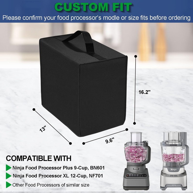 Dust Cover for Ninja Food Processor Plus 9-Cup, BN601 (Black)