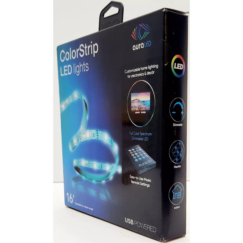 Tzumi Aura LED ColorStrip Lights, 16 Feet, USB Power Easy-To