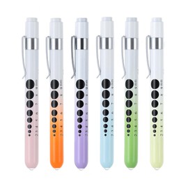 SIPYTOPF 6 Pack Pen Light,Reusable LED Penlight with Pupil Gauge and Ruler,White Light Torch for Nurses Doctors Students (6 Pack Gradient Color)