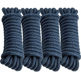 PropelTech 4 Pack 1/2" x 15’ Boat Dock Lines for Boat & Pontoon, Premium Marine- Grade Double Braided Nylon Dock Line, Pre-Spliced with a 12" Eyelet-Navy Blue,Boating Gifts for Men