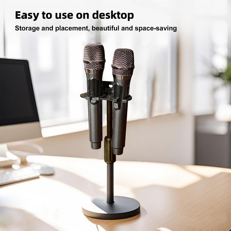 Summina Microphone Holder Wall Mount Dual Slot Adjustable Height Mic