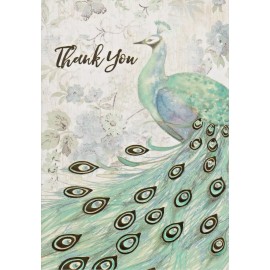Punch Studio Peacock Bird Proud Feathers Blank Note Thank You Greeting Card