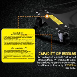 Car Dolly Set of 2, 5000LBS Capacity Wheel Dolly, Heavy Duty Vehicle Dolly for Moving Car with 3.5 Inch Steel Wheels, 24x15 inches