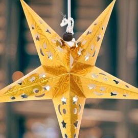 Holibanna 5pcs Paper Star Lanterns Ceiling Hanging Lampshade for LED Light Wedding Birthday Christmas Party Decoration 30cm