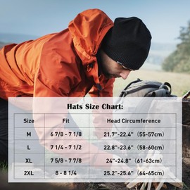 TOP-EX XL Winter Waterproof Merino Wool Knitted Beanie Hat for Men Women Fleece Lined, Warm Hat for Golf, Running UK Cold Weather Grey