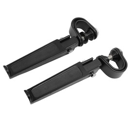 Jiawu 1 Pair Motorcycle Foot Pegs, 360 Degree Adjustable Aluminum Alloy Footrests, Universal U-Clamp Highway Footpegs for 1in-1.25in Engine Crash Bar Guard, Black