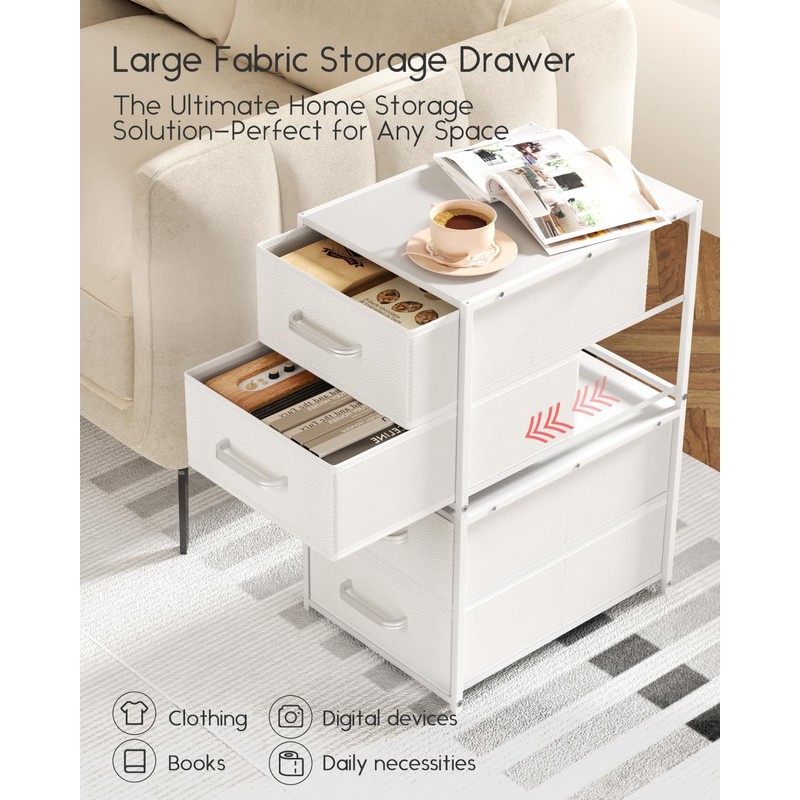 Homsorout 2 Pack Stackable Drawers for Closet, White Storage Drawers