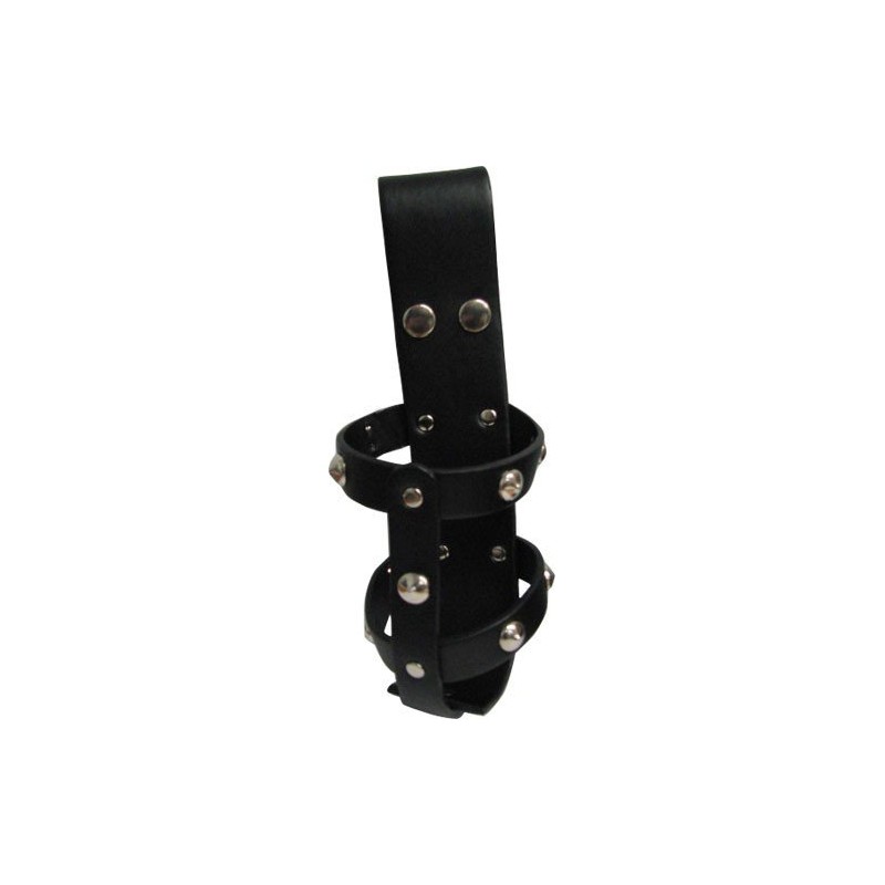 Leather Beverage Holder with Studs for Motorcycle or Belt